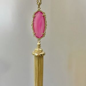 Kendra Scott necklace pink stone. Gold chain.